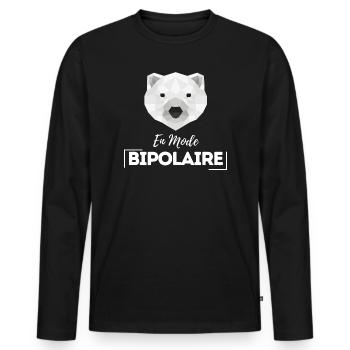 En mode bipolaire - T-shirt manches longues Premium bio Homme - noir - Devant - Nico (187cm)
