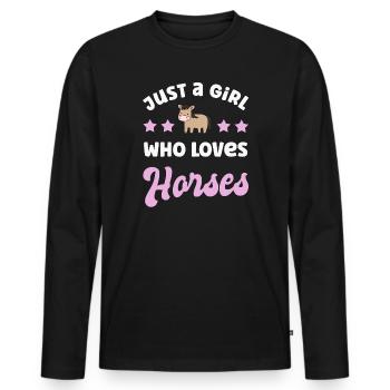 Cheval chevaux - T-shirt manches longues Premium bio Homme - noir - Devant - Nico (187cm)