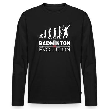 Badminton is evolution - Message Humour Parodie - Men's Premium Organic Long Sleeve Shirt - black - Front - Nico (187cm)