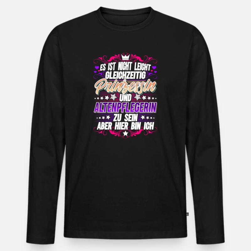 Altenpflegerin Prinzessin - Männer Premium Bio Langarmshirt - Schwarz