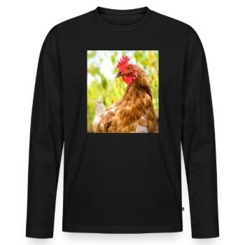 Ich wollt' ich wär' ein Huhn - Männer Premium Bio Langarmshirt - Schwarz - Vorne - Nico (187cm)