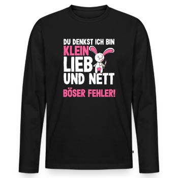 Böses Hasi Klein Lieb Und Nett Halloween Kostüm - Männer Premium Bio Langarmshirt - Schwarz - Vorne - Nico (187cm)