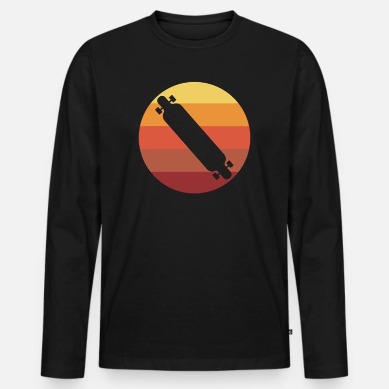 Longboarden Longboard Vintage - Männer Premium Bio Langarmshirt - Schwarz