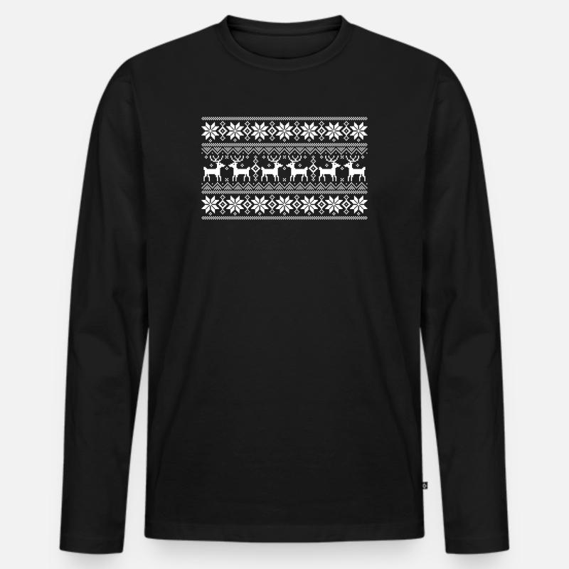 Frohes Weihnachtsmodell 1 (dunkel) - Männer Premium Bio Langarmshirt - Schwarz