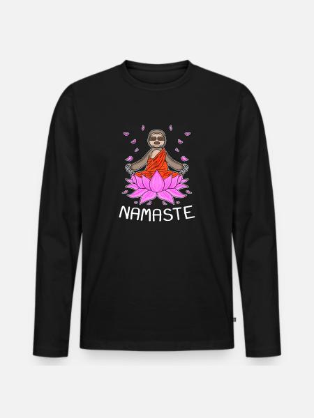 Yoga Namaste Sloth - Men's Premium Organic Long Sleeve Shirt - black