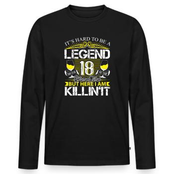 18th Birthday Legend - Men's Premium Organic Long Sleeve Shirt - black - Front - Nico (187cm)