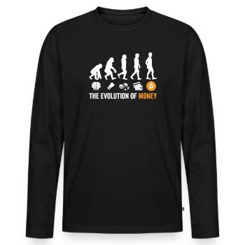 Evolution of Money Bitcoin - Männer Premium Bio Langarmshirt - Schwarz - Vorne - Nico (187cm)