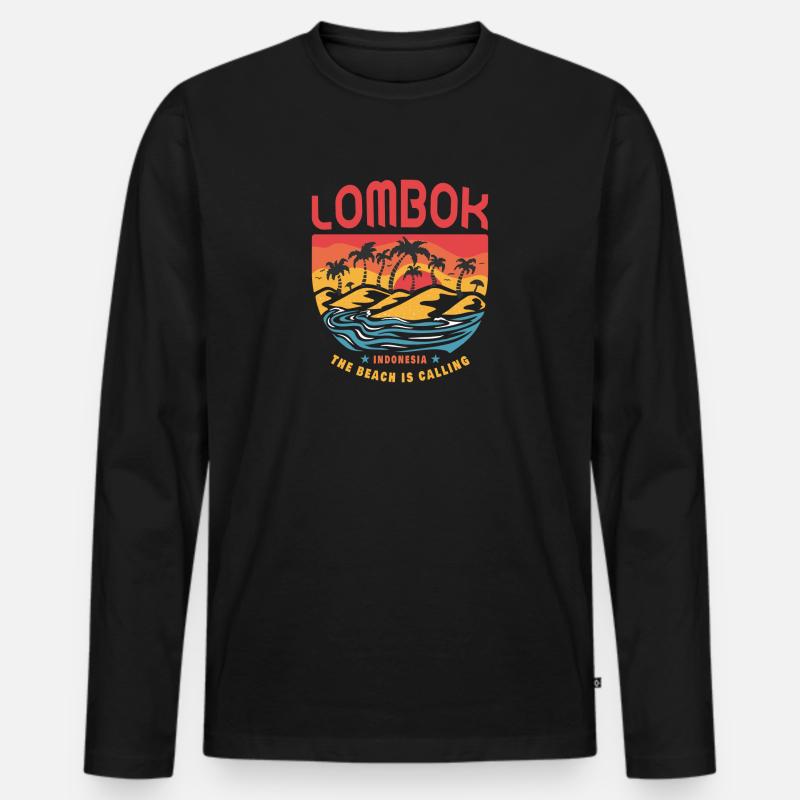 Lombok Indonesien Beach Design - Männer Premium Bio Langarmshirt - Schwarz