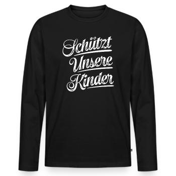 Menschenrechte Kinder - Schützt unsere Kinder - Männer Premium Bio Langarmshirt - Schwarz - Vorne - Nico (187cm)