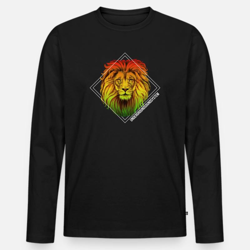 Rainbow Lion Diamond Pattern - Men's Premium Organic Long Sleeve Shirt - black