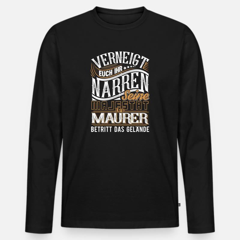 Maurer - Männer Premium Bio Langarmshirt - Schwarz