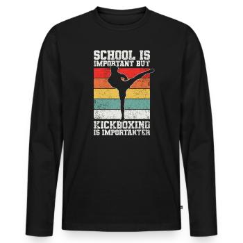 Kickboxen Kickboxer - Männer Premium Bio Langarmshirt - Schwarz - Vorne - Nico (187cm)