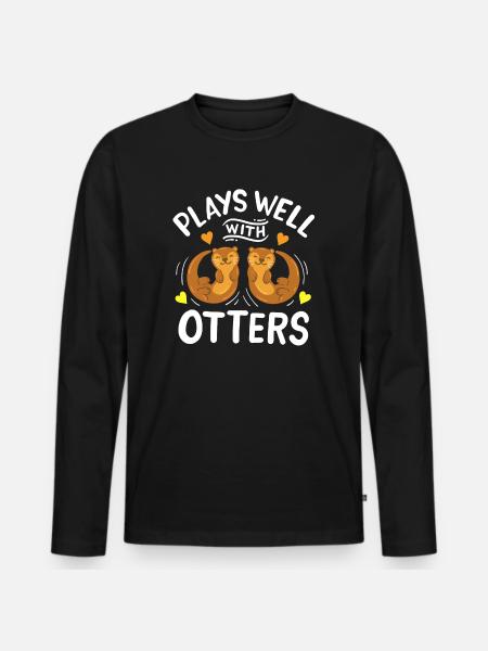 Otter Otter-Liebhaber - Männer Premium Bio Langarmshirt - Schwarz