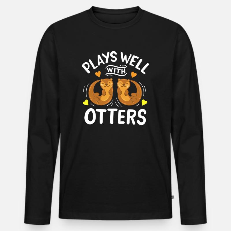 Otter Otter-Liebhaber - Männer Premium Bio Langarmshirt - Schwarz