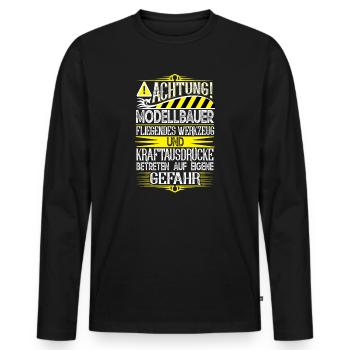 Modellbauer - Männer Premium Bio Langarmshirt - Schwarz - Vorne - Nico (187cm)