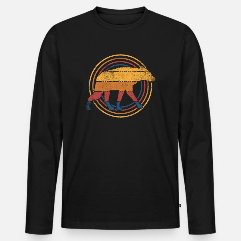 Hyäne Hyänen - Männer Premium Bio Langarmshirt - Schwarz