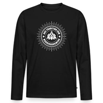 Maurer - Aus Tradition zum Maurerhandwerk - Männer Premium Bio Langarmshirt - Schwarz - Vorne - Nico (187cm)