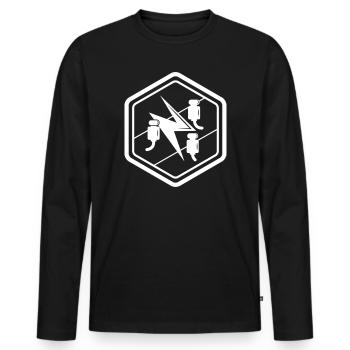Tradition Elektriker Zunftzeichen Sechseck Emblem - Männer Premium Bio Langarmshirt - Schwarz - Vorne - Nico (187cm)