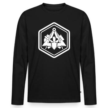 Traditionelles Maurer Zunftzeichen Sechseck Emblem - Männer Premium Bio Langarmshirt - Schwarz - Vorne - Nico (187cm)