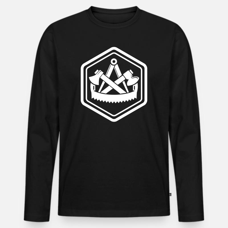 Tradition Zimmermann Zunftzeichen Sechseck Emblem - Männer Premium Bio Langarmshirt - Schwarz