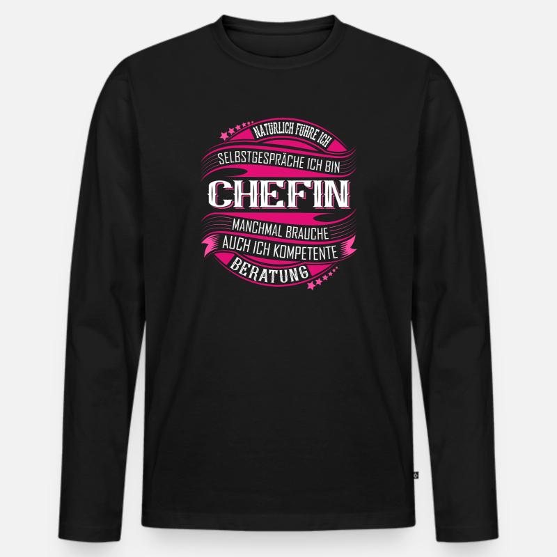Chefin - Männer Premium Bio Langarmshirt - Schwarz
