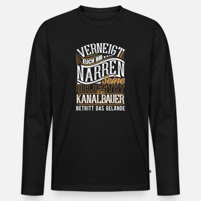 Kanalbauer - Männer Premium Bio Langarmshirt - Schwarz