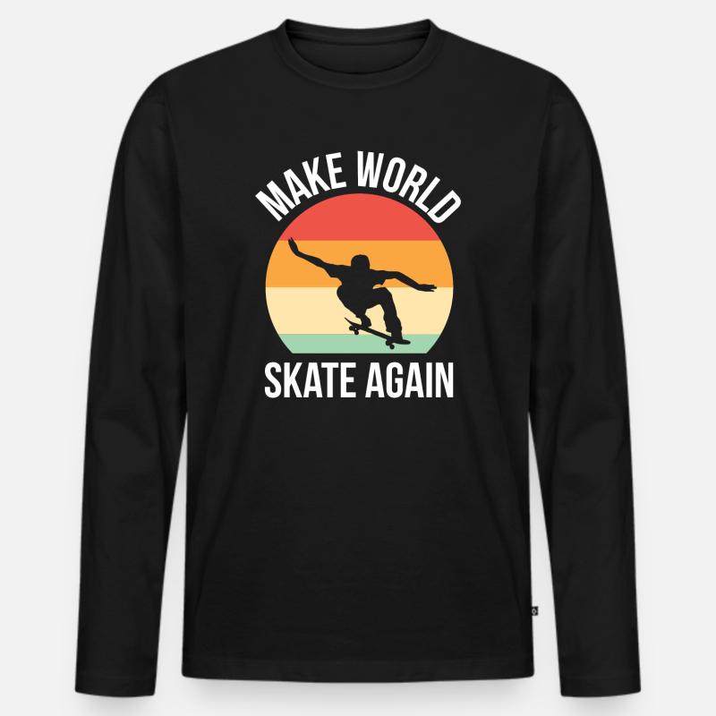Make World Skate Again - Männer Premium Bio Langarmshirt - Schwarz