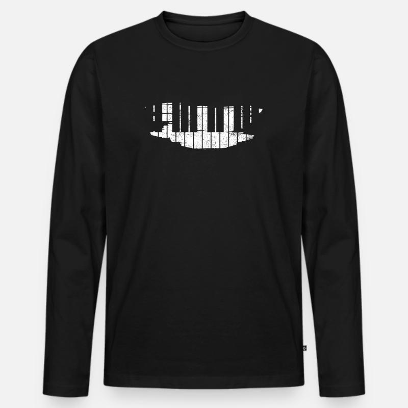 Klavier Pianist - Männer Premium Bio Langarmshirt - Schwarz