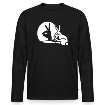 Lustige Kaninchen Hand Schatten Puppen Humor Pop Art - Männer Premium Bio Langarmshirt - Schwarz - Vorne - Nico (187cm)