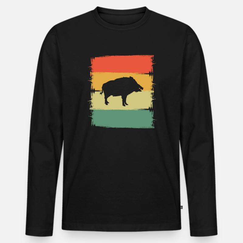 Wildschwein - Männer Premium Bio Langarmshirt - Schwarz