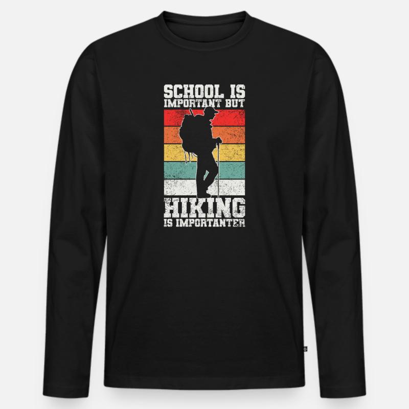Wandern Wanderer - Männer Premium Bio Langarmshirt - Schwarz