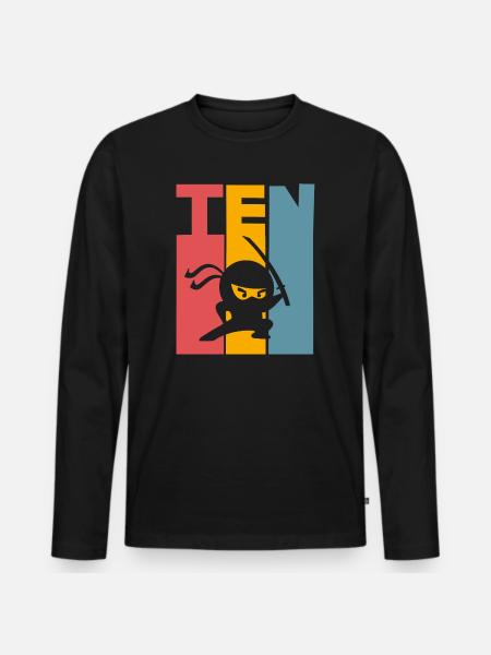 Ninja 10th Birthday Kids - Men's Premium Organic Long Sleeve Shirt - black