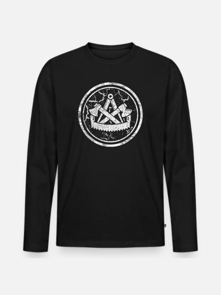 Zunftzeichen Zimmermann Rund im used Look - Männer Premium Bio Langarmshirt - Schwarz