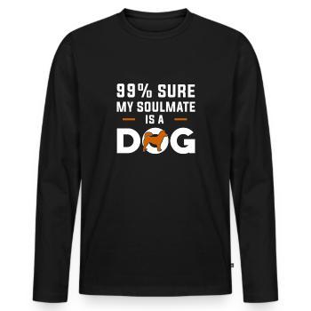 Citation de chien drôle pour les amoureux des chiens 99 Sûr mon âme sœur - T-shirt manches longues Premium bio Homme - noir - Devant - Nico (187cm)