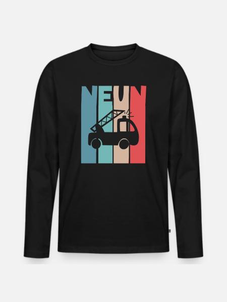 Feuerwehr 9 Jahre Kinder - Männer Premium Bio Langarmshirt - Schwarz