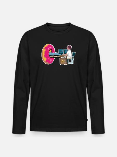 Técnico de radiología TAC Donut Radiología - Camiseta ecológica prémium de manga larga para hombre - negro