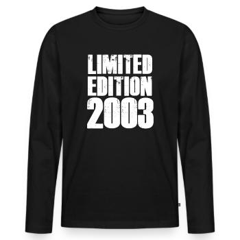 Limitierte Edition 2003 - Männer Premium Bio Langarmshirt - Schwarz - Vorne - Nico (187cm)