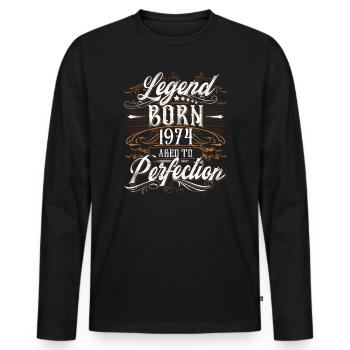 1974 Legend Year of construction Year of birth Year - Men's Premium Organic Long Sleeve Shirt - black - Front - Nico (187cm)