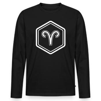 Signe du bélier Symbole Hexagone vecteur - T-shirt manches longues Premium bio Homme - noir - Devant - Nico (187cm)