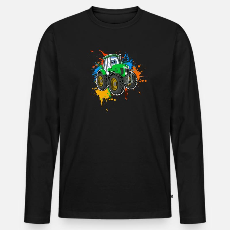 Traktor - Männer Premium Bio Langarmshirt - Schwarz