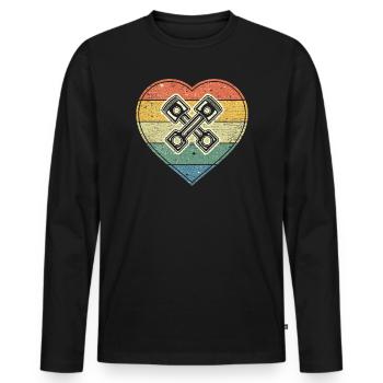 Vintage heart with crossed engine pistons - Men's Premium Organic Long Sleeve Shirt - black - Front - Nico (187cm)