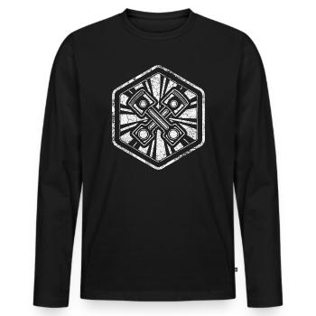 Cooles Sechseck mit Kolben für stolze Schrauber - Männer Premium Bio Langarmshirt - Schwarz - Vorne - Nico (187cm)