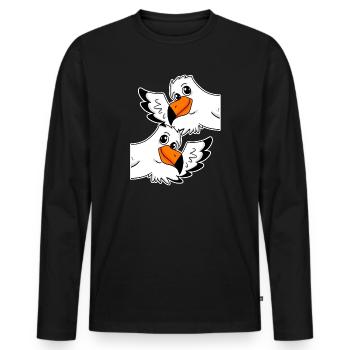Mouettes Mouettes - T-shirt manches longues Premium bio Homme - noir - Devant - Nico (187cm)