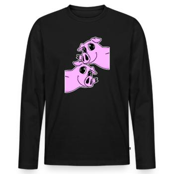 Schwein Schweine - Männer Premium Bio Langarmshirt - Schwarz - Vorne - Nico (187cm)