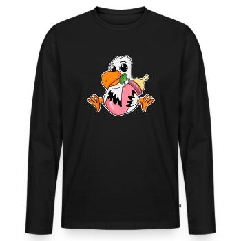 Baby Möwe - Männer Premium Bio Langarmshirt - Schwarz - Vorne - Nico (187cm)