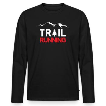 Trail Running - T-shirt manches longues Premium bio Homme - noir - Devant - Nico (187cm)