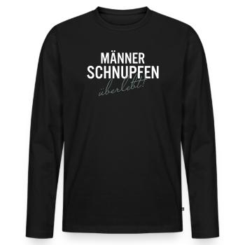 Männer Schnupfen überlebt - Männer Premium Bio Langarmshirt - Schwarz - Vorne - Nico (187cm)