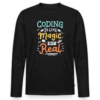 Codierung Programmierung - Männer Premium Bio Langarmshirt - Schwarz - Vorne - Nico (187cm)