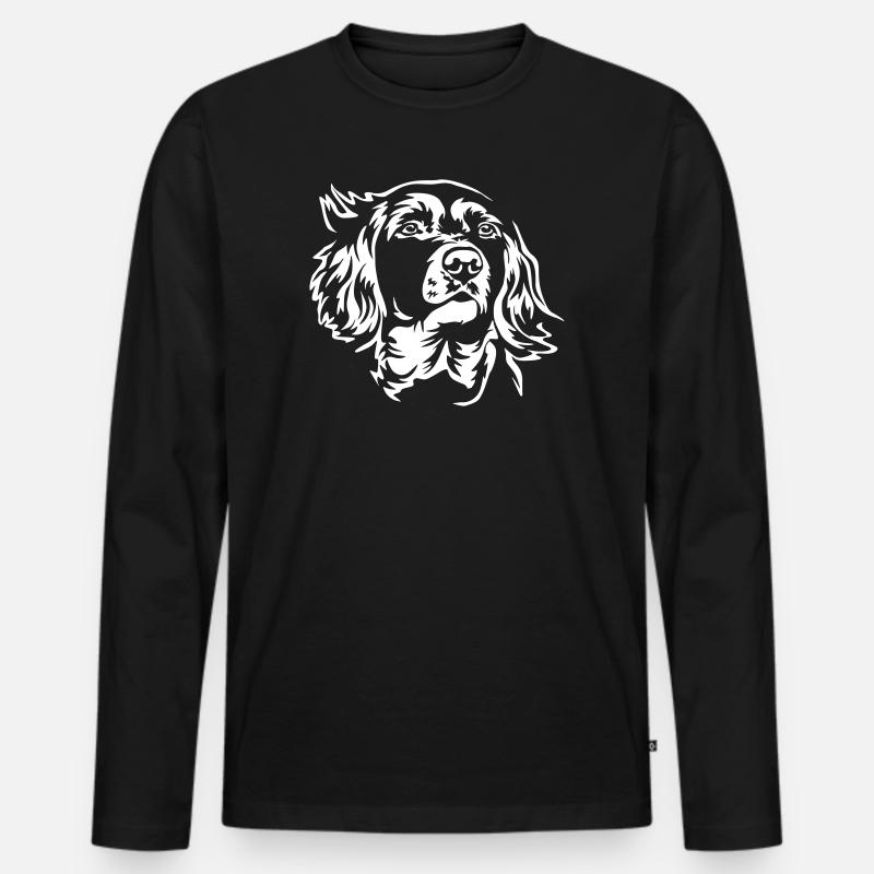 Münsterländer Kopf "Black Edition" - Männer Premium Bio Langarmshirt - Schwarz