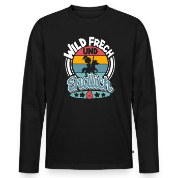 6. Geburtstag 6 Jahre Kinder Ritter Mittelalter - Männer Premium Bio Langarmshirt - Schwarz - Vorne - Nico (187cm)
